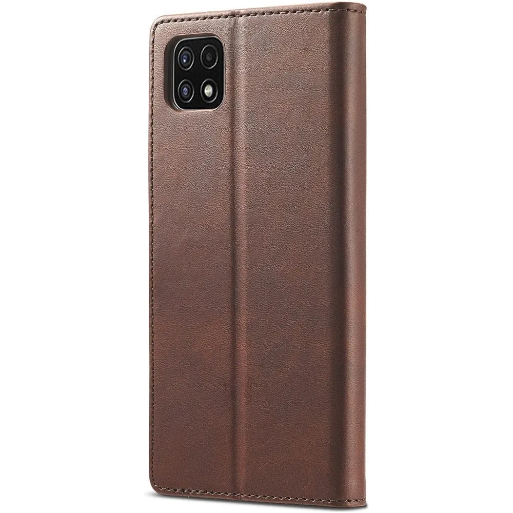 Etui Bizon Case Wallet do Samsung Galaxy A22 5G brązowe