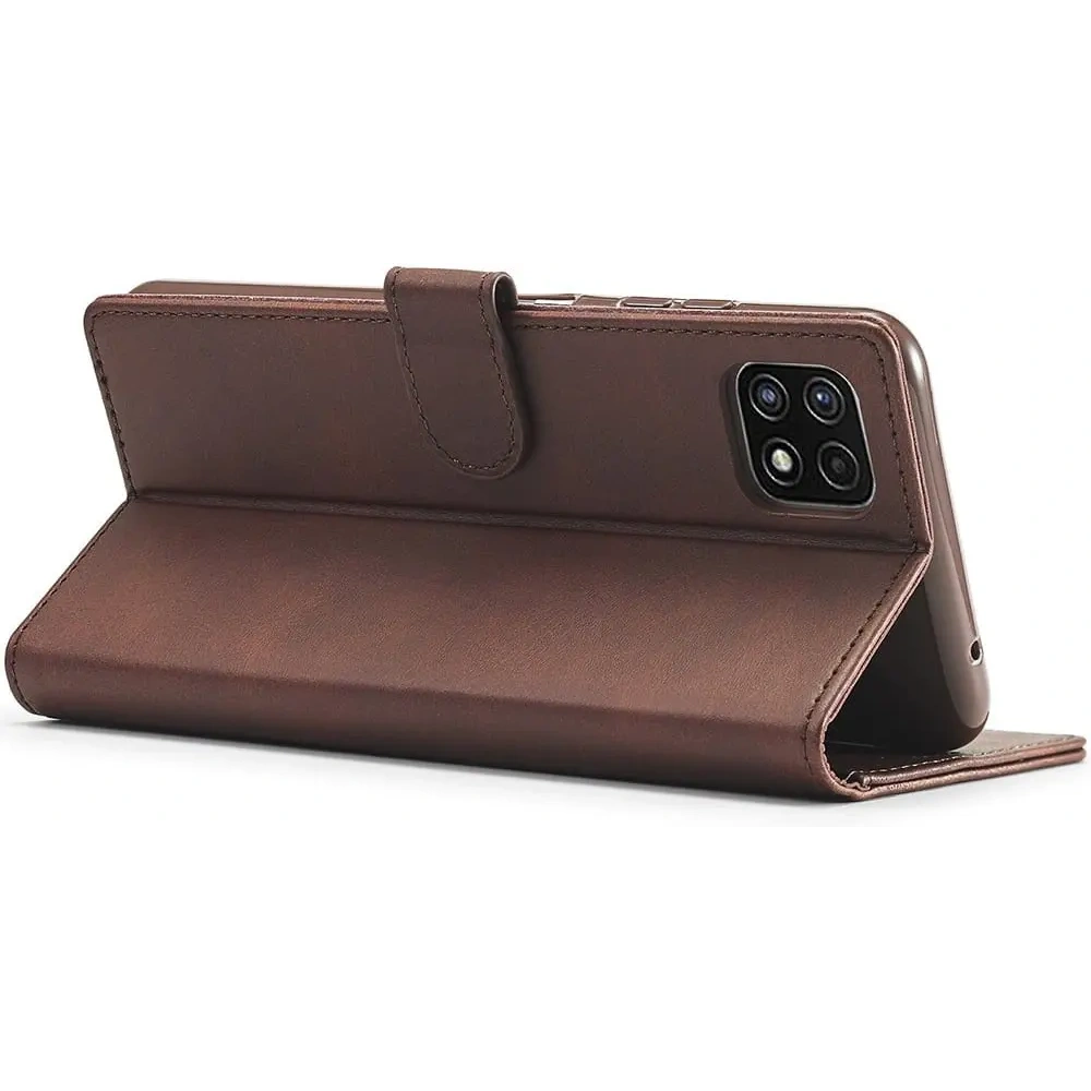 Etui Bizon Case Wallet do Samsung Galaxy A22 5G brązowe