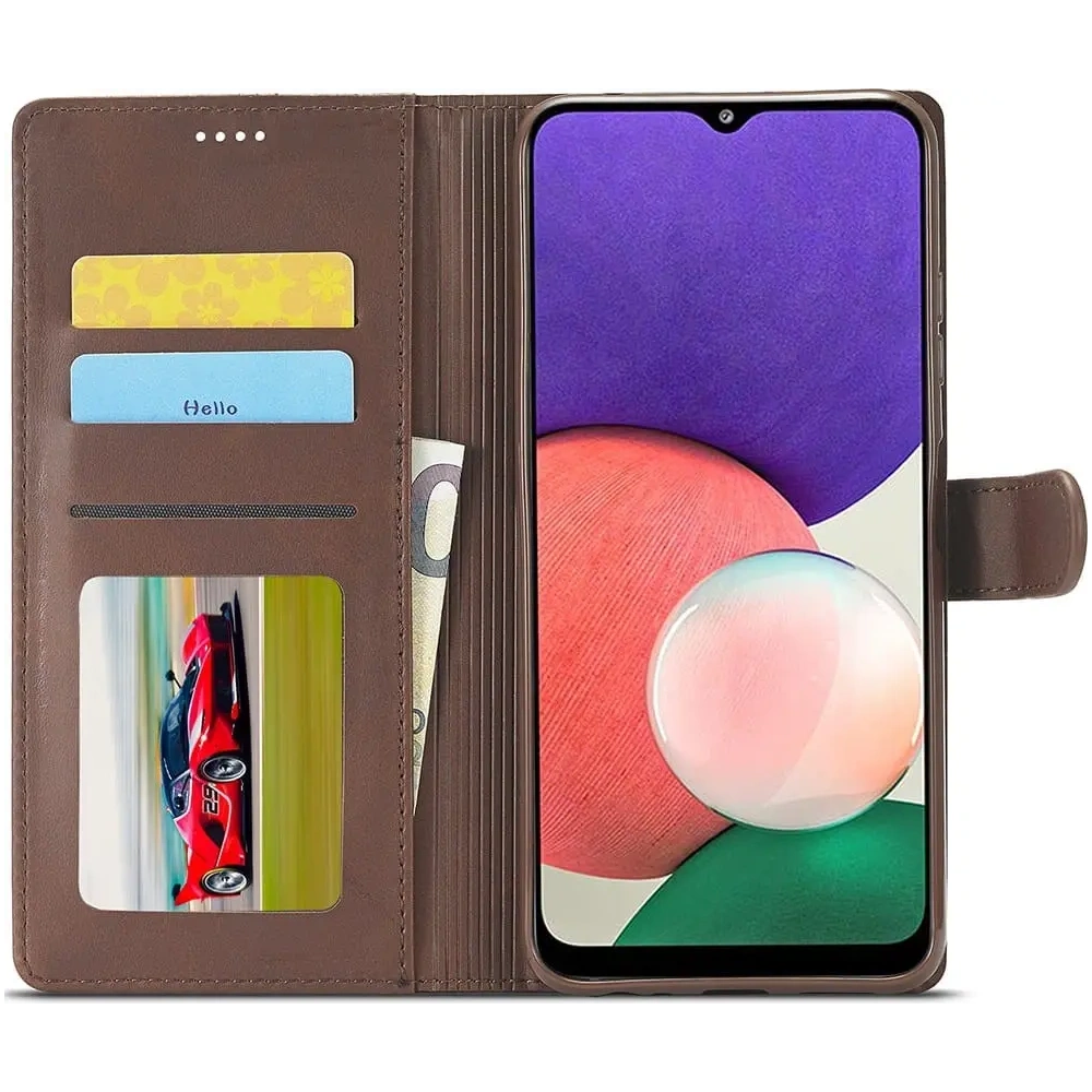 Etui Bizon Case Wallet do Samsung Galaxy A22 5G brązowe