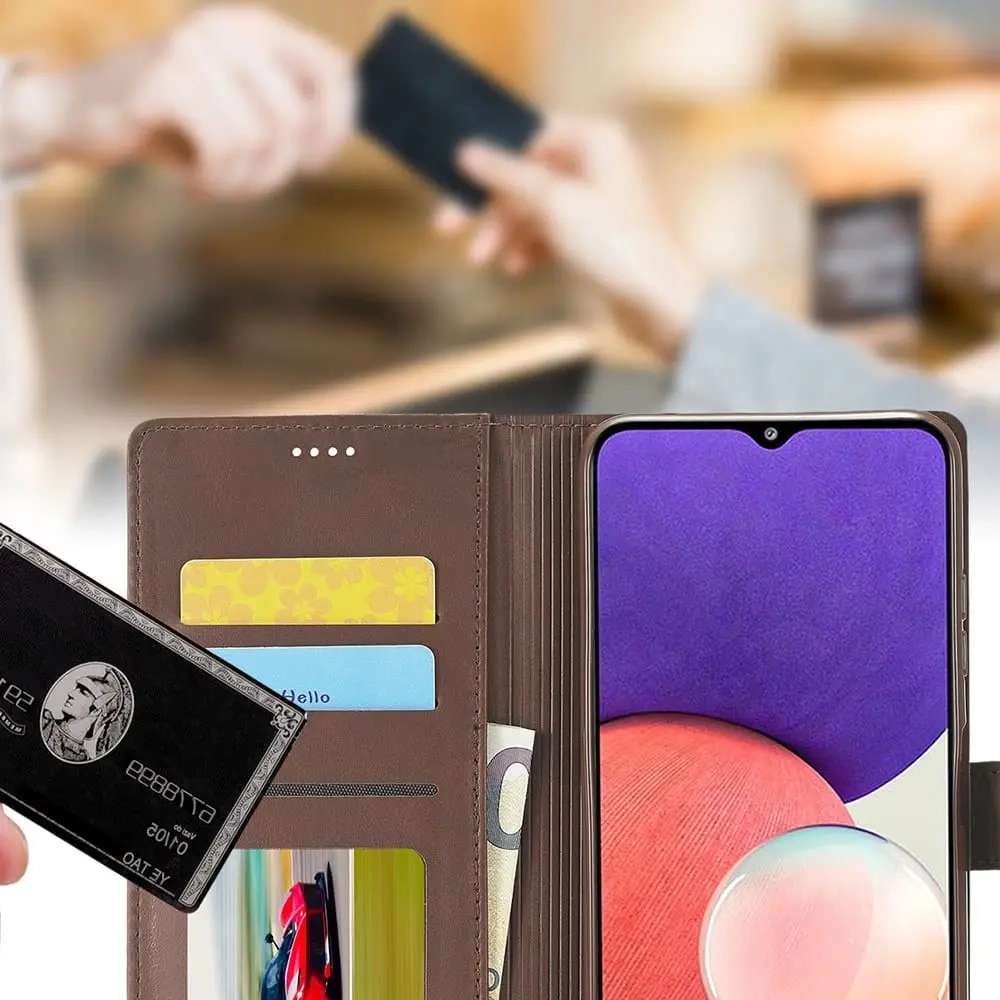 Etui Bizon Case Wallet do Samsung Galaxy A22 5G brązowe