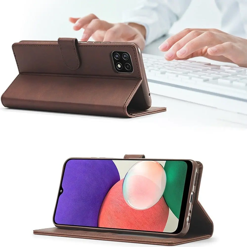 Etui Bizon Case Wallet do Samsung Galaxy A22 5G brązowe