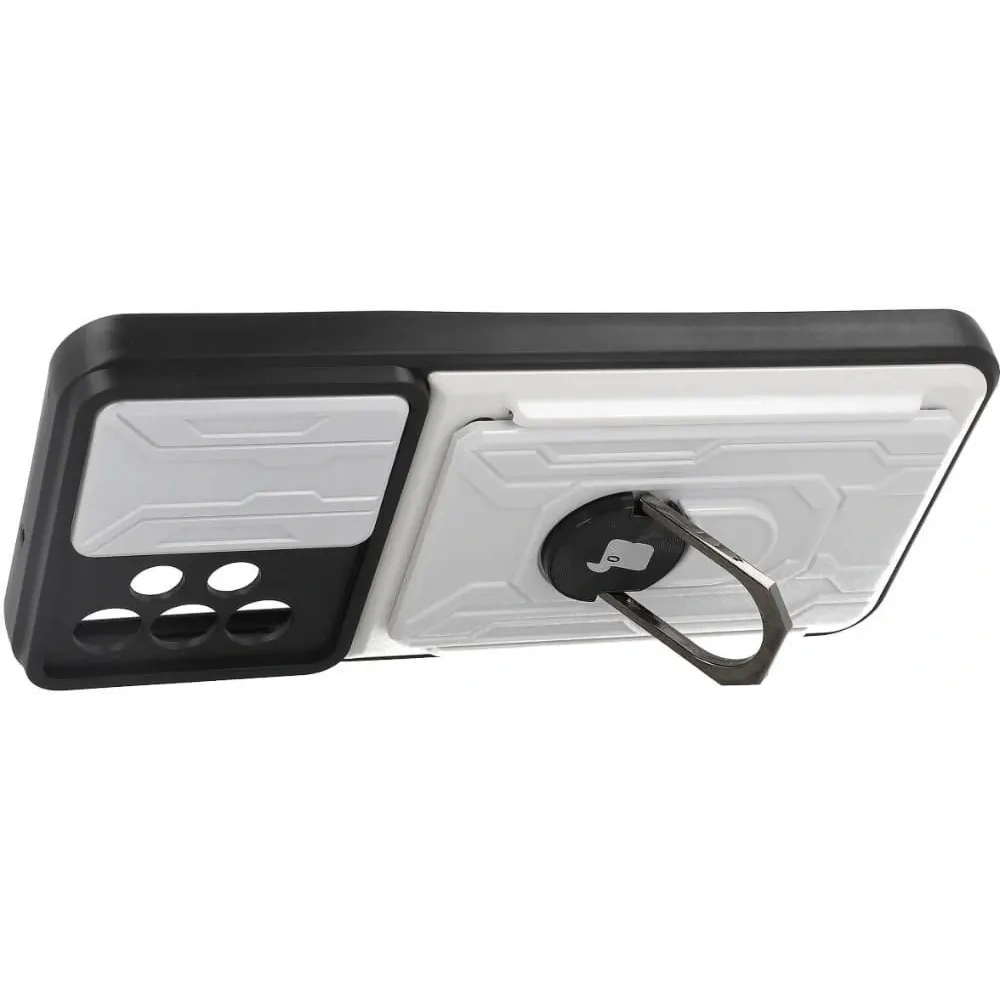 Etui Bizon Case Camshield Card Slot Ring do Samsung Galaxy A23 5G / 4G białe