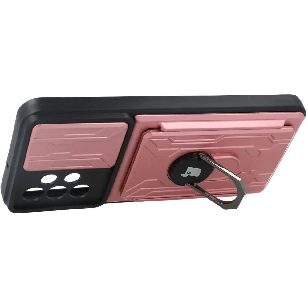 Etui Bizon Case Camshield Card Slot Ring do Samsung Galaxy A23 5G / 4G jasnoróżowe