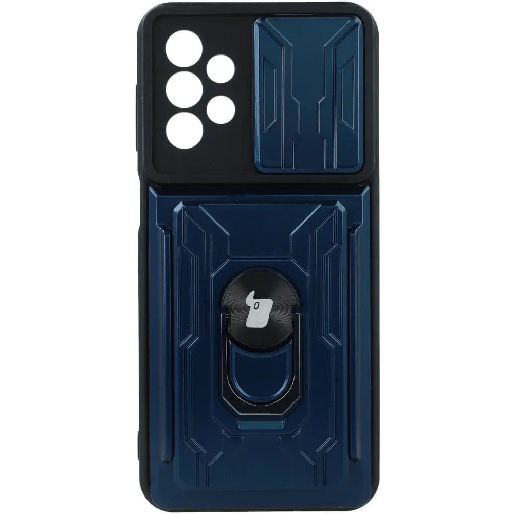 Etui Bizon Case Camshield Card Slot Ring do Samsung Galaxy A23 5G / 4G granatowe
