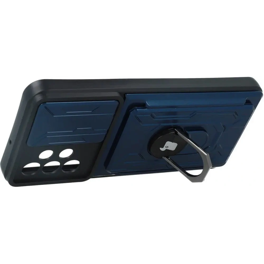 Etui Bizon Case Camshield Card Slot Ring do Samsung Galaxy A23 5G / 4G granatowe