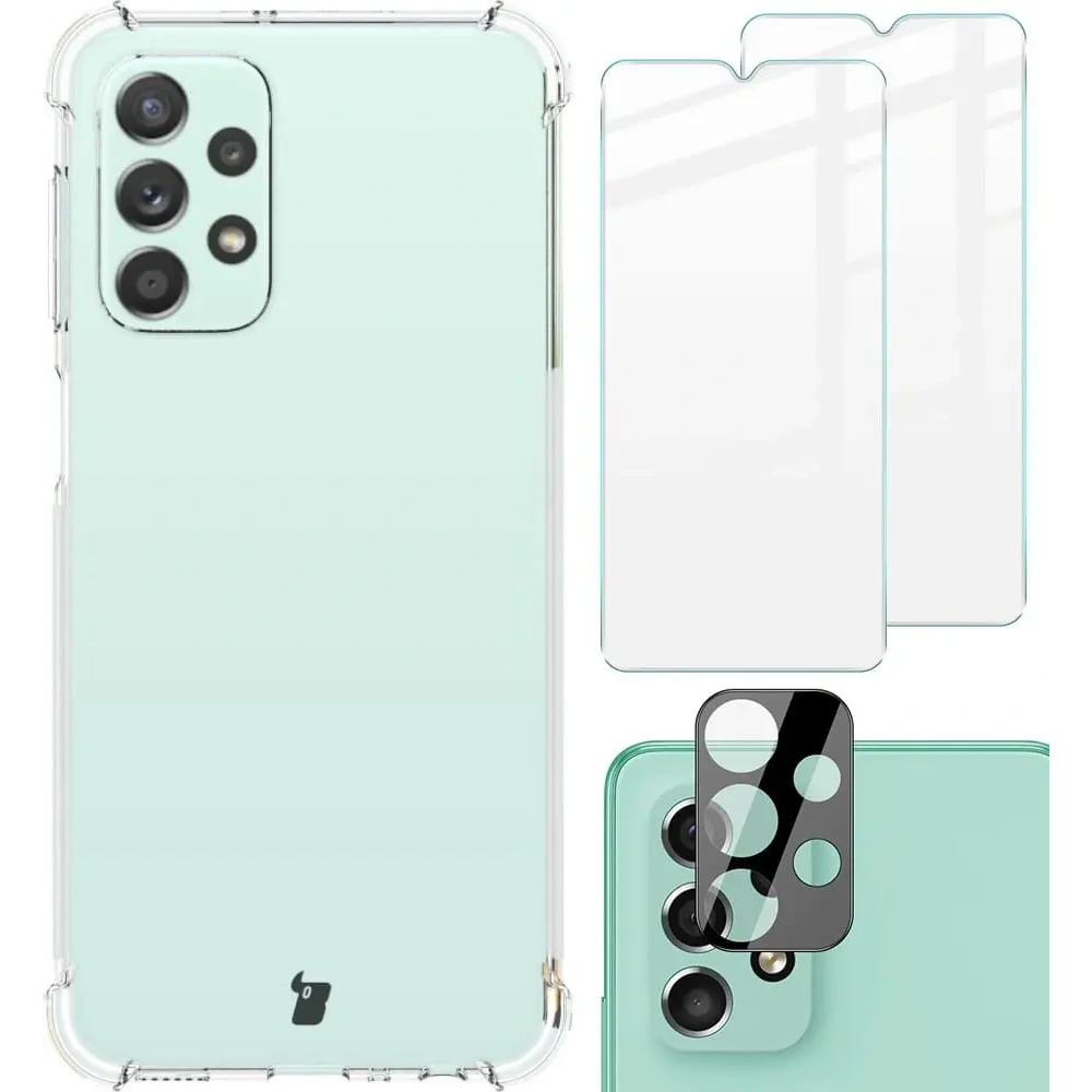 Etui + 2x szkło na ekran + obiektyw Bizon Case Clear Pack do Samsung Galaxy A23 5G/4G przezroczyste