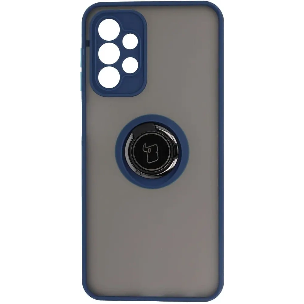 Etui z uchwytem na palec Bizon Case Hybrid Ring do Samsung Galaxy A23 4G / 5G przydymione z granatową ramką