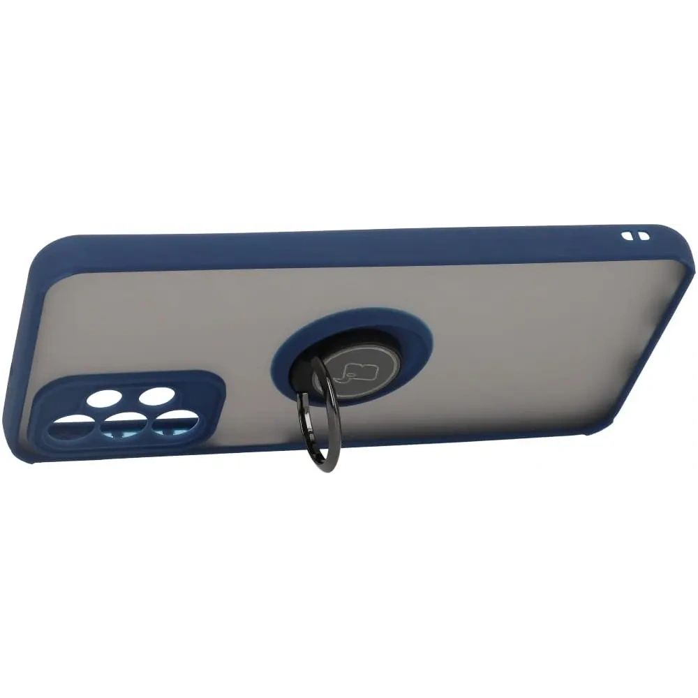 Etui z uchwytem na palec Bizon Case Hybrid Ring do Samsung Galaxy A23 4G / 5G przydymione z granatową ramką