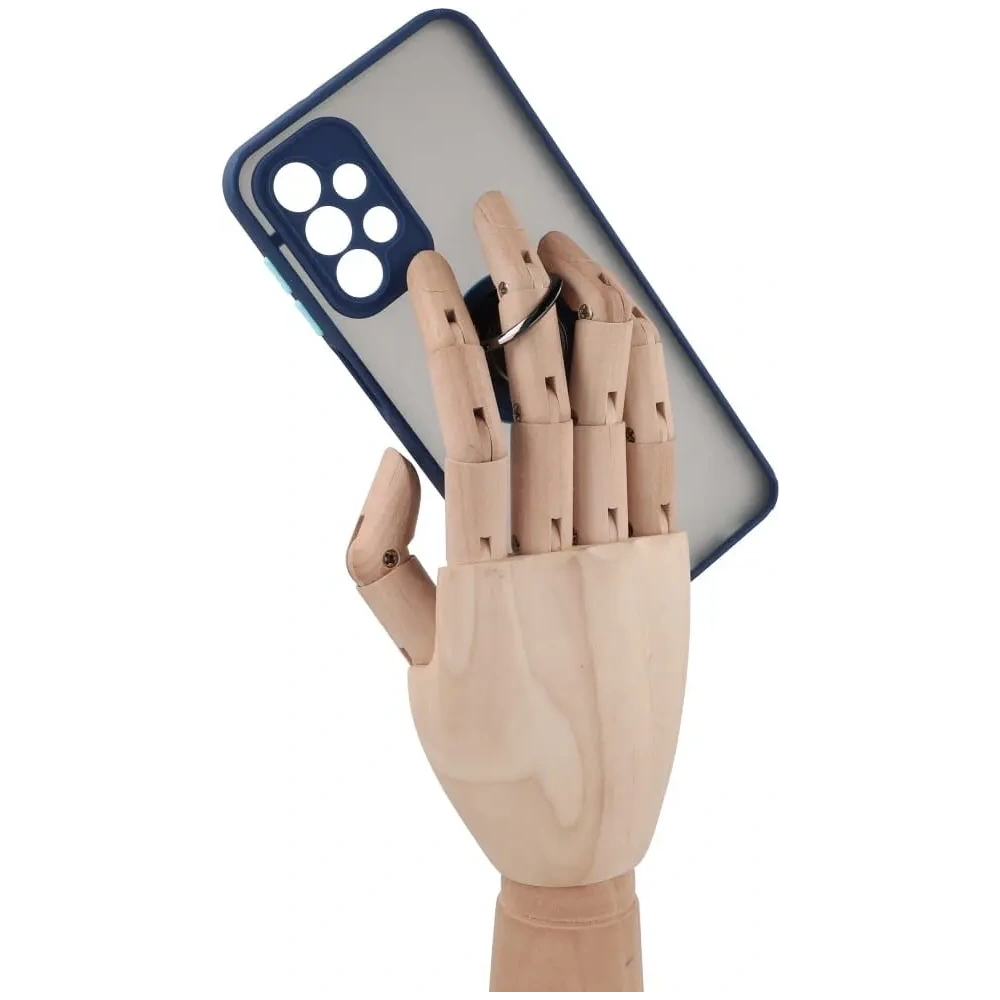 Etui z uchwytem na palec Bizon Case Hybrid Ring do Samsung Galaxy A23 4G / 5G przydymione z granatową ramką