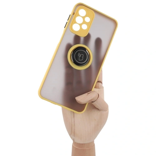 Kup Etui z uchwytem na palec Bizon Case Hybrid Ring do Samsung Galaxy A23 4G / 5G przydymione z żółtą ramką - BIZ7377 - {ean13} - Sklep Home Screen