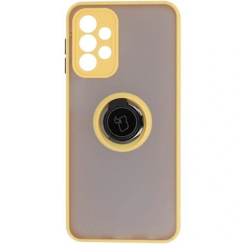 Kup Etui z uchwytem na palec Bizon Case Hybrid Ring do Samsung Galaxy A23 4G / 5G przydymione z żółtą ramką - BIZ7377 - {ean13} - Sklep Home Screen