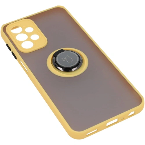 Kup Etui z uchwytem na palec Bizon Case Hybrid Ring do Samsung Galaxy A23 4G / 5G przydymione z żółtą ramką - BIZ7377 - {ean13} - Sklep Home Screen