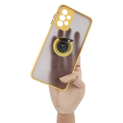 Kup Etui z uchwytem na palec Bizon Case Hybrid Ring do Samsung Galaxy A23 4G / 5G przydymione z żółtą ramką - BIZ7377 - {ean13} - Sklep Home Screen
