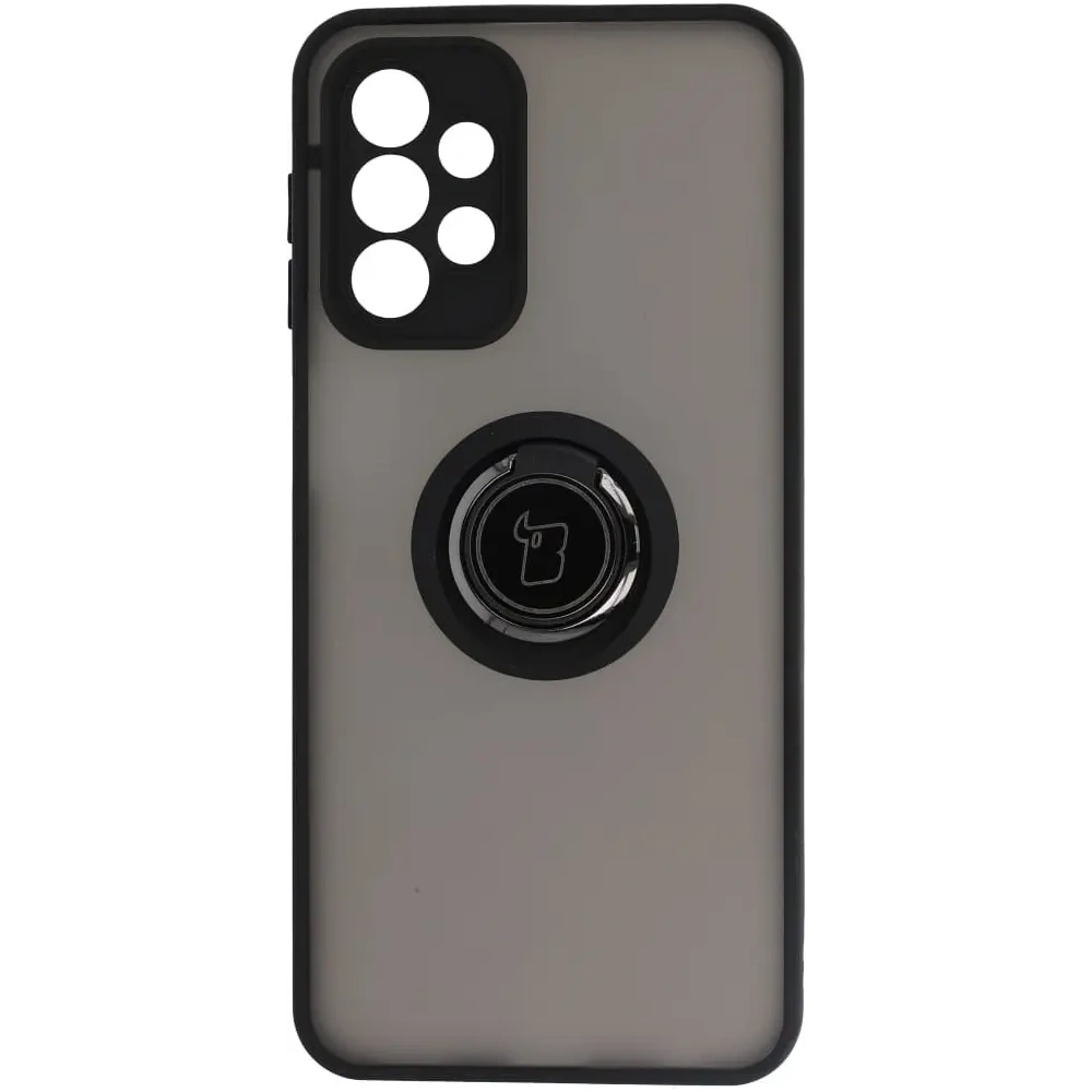 Etui z uchwytem na palec Bizon Case Hybrid Ring do Samsung Galaxy A23 4G / 5G przydymione z czarną ramką