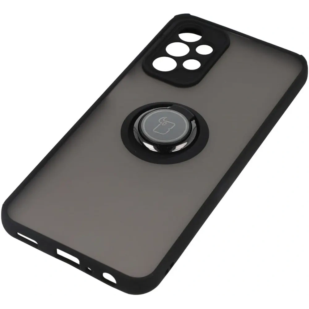 Etui z uchwytem na palec Bizon Case Hybrid Ring do Samsung Galaxy A23 4G / 5G przydymione z czarną ramką