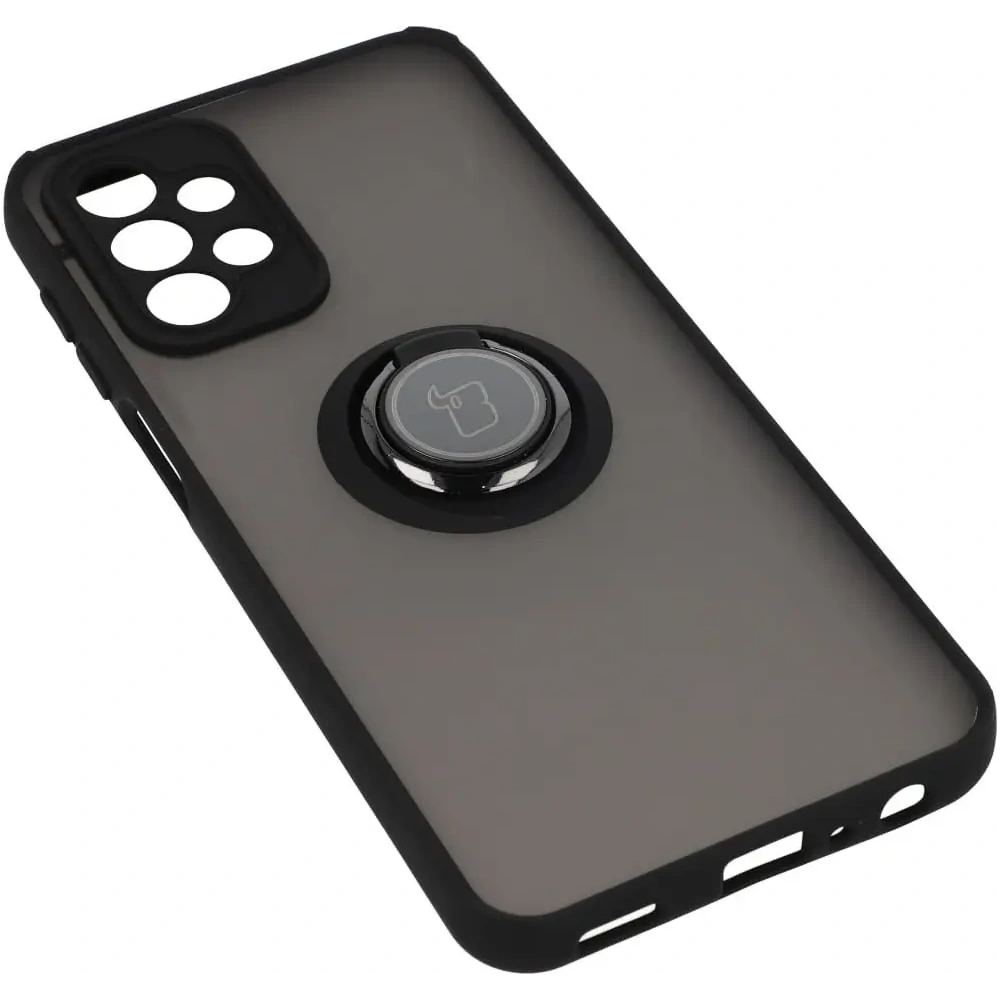 Etui z uchwytem na palec Bizon Case Hybrid Ring do Samsung Galaxy A23 4G / 5G przydymione z czarną ramką