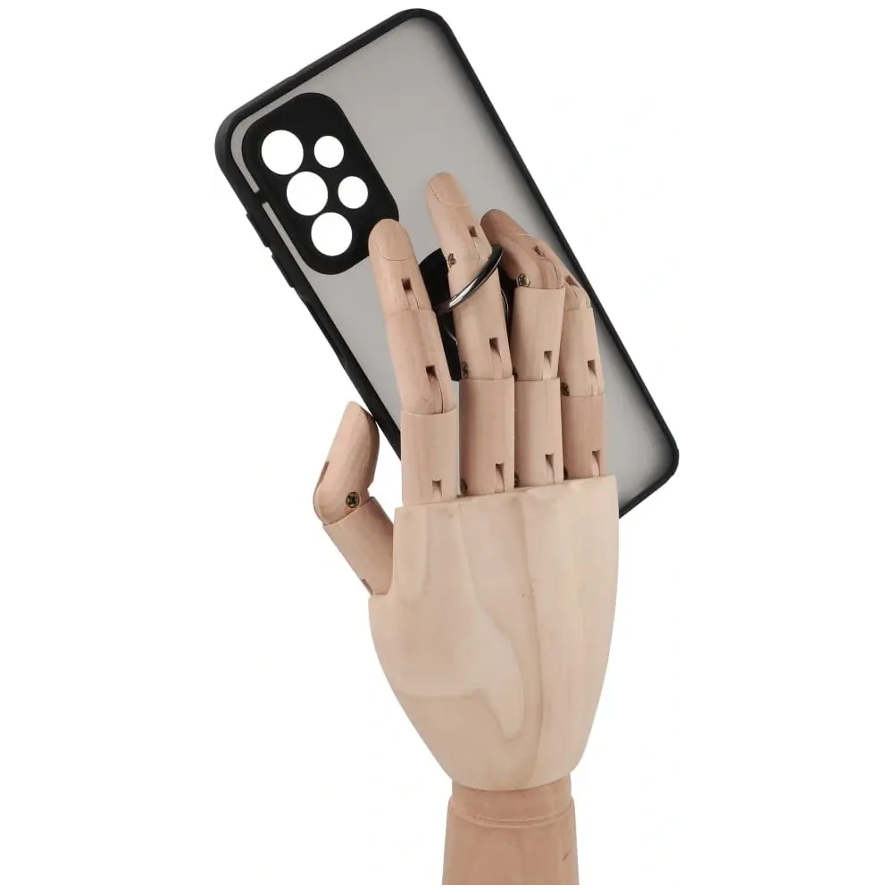 Etui z uchwytem na palec Bizon Case Hybrid Ring do Samsung Galaxy A23 4G / 5G przydymione z czarną ramką