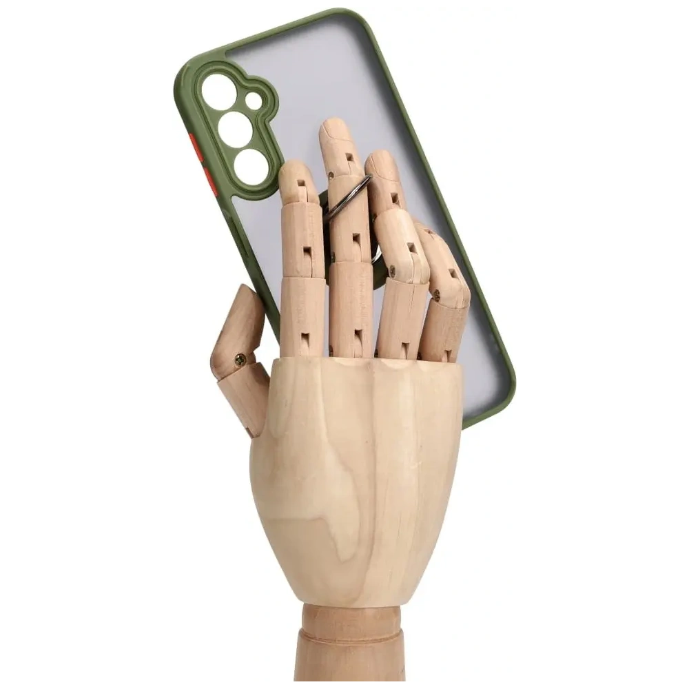 Etui z uchwytem na palec Bizon Case Hybrid Ring do Samsung Galaxy A24 4G przydymione z zieloną ramką