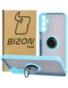 Bizon Case Hybrid Ring Samsung Galaxy A24 4G fumuriu cu un cadru bleu deschis