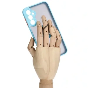 Etui s úchopem na prst Bizon Case Hybrid Ring do Samsung Galaxy A24 4G kouřové s jasně modrým rámem