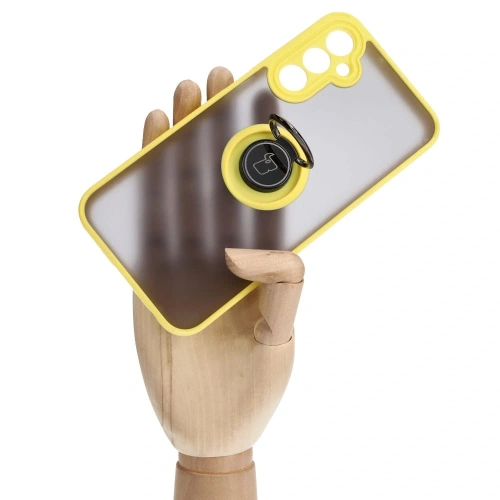 Buy Bizon Case Hybrid Ring Samsung Galaxy A24 4G smoky with a yellow frame - BIZ947 - {ean13} - Home Screen Store Europe