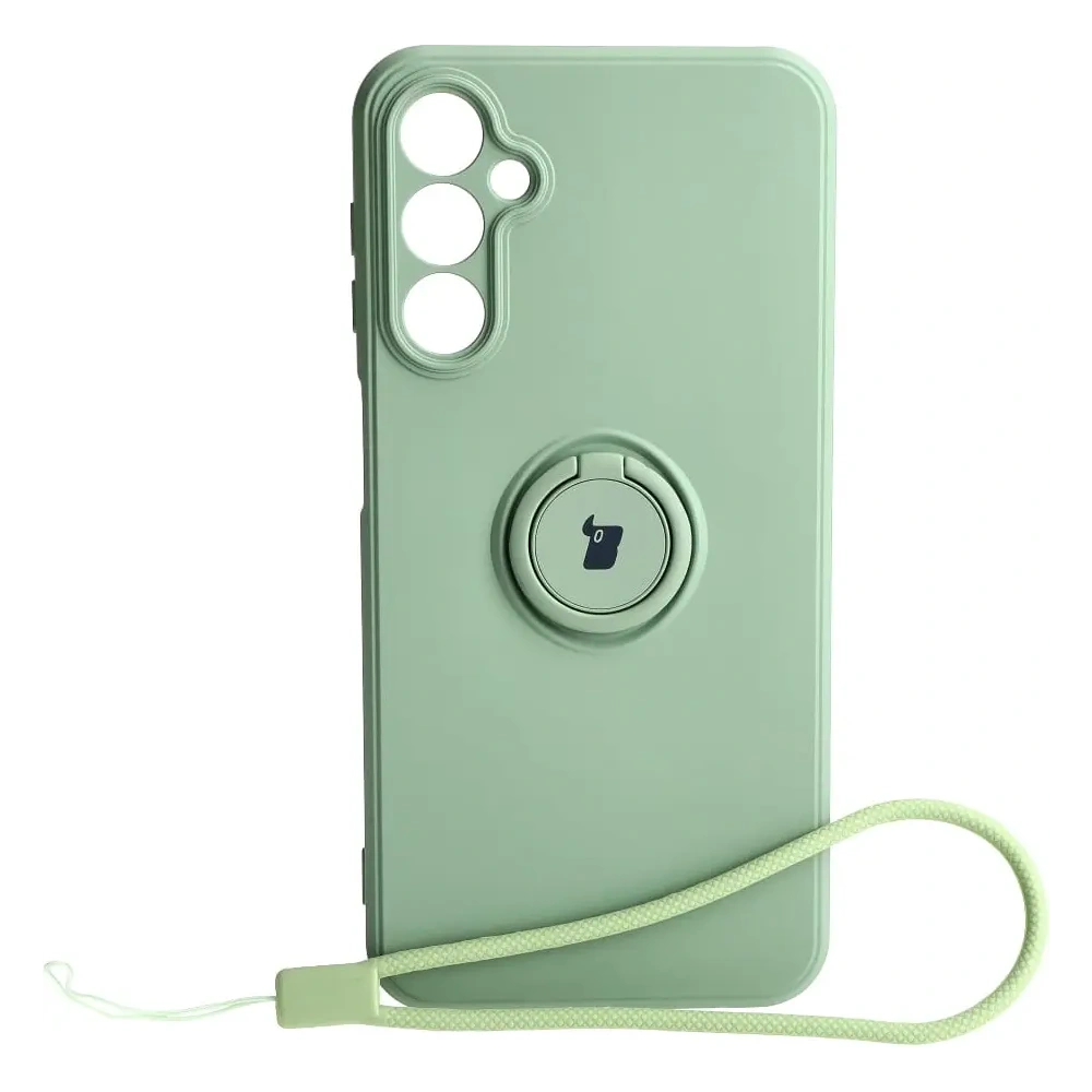Etui Bizon Case Silicone Ring Sq do Samsung Galaxy A24 jasnozielone