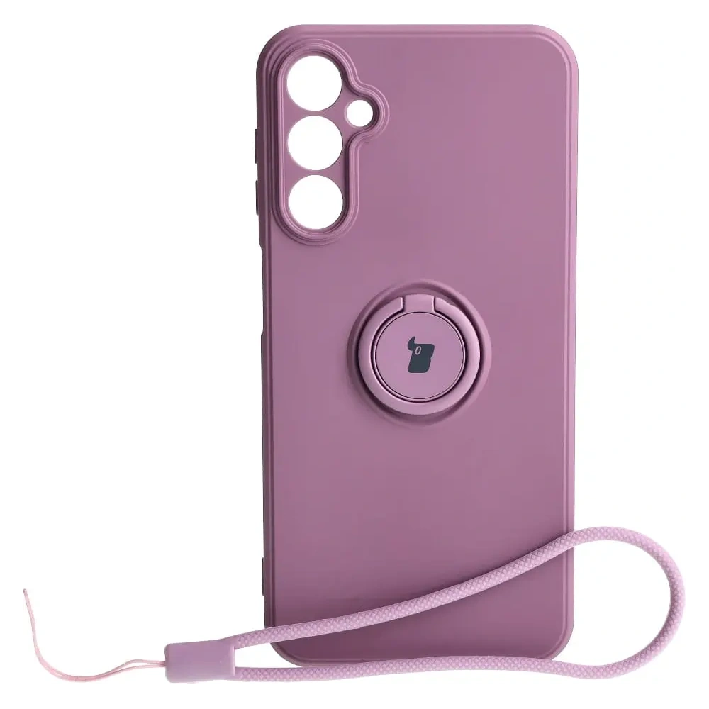 Etui Bizon Case Silicone Ring Sq do Samsung Galaxy A24 ciemnofioletowe