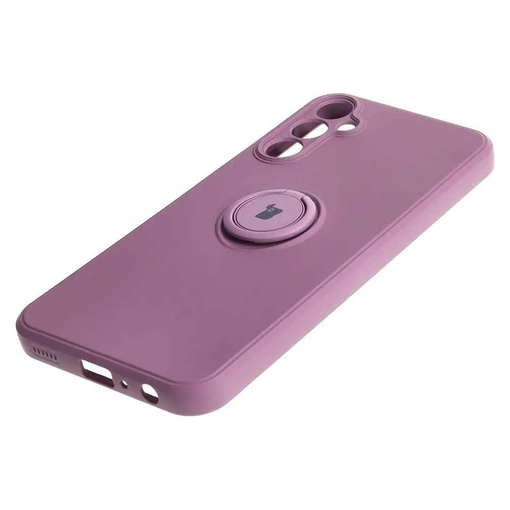 Etui Bizon Case Silicone Ring Sq do Samsung Galaxy A24 ciemnofioletowe