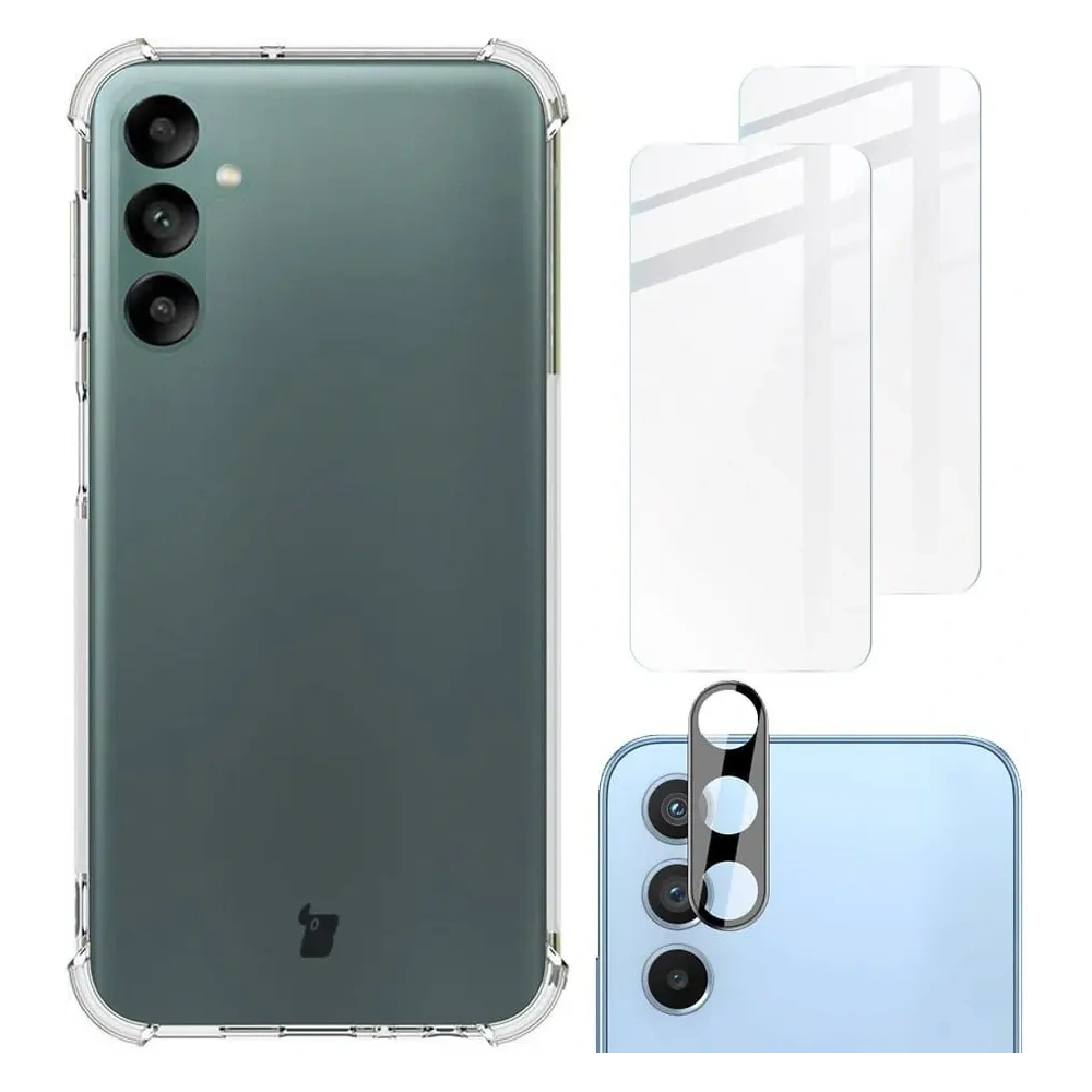 Etui + 2x szkło na ekran + obiektyw Bizon Case Clear Pack do Samsung Galaxy A24 przezroczyste