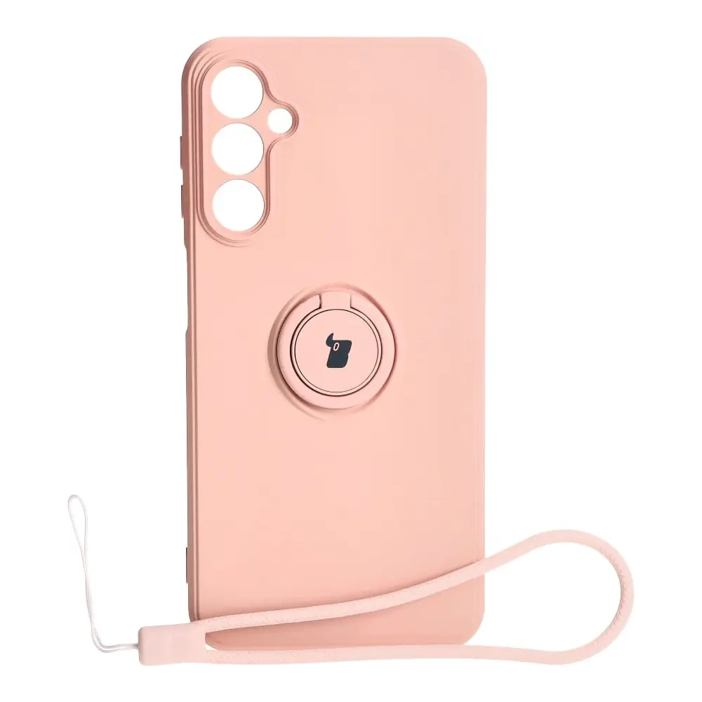 Etui Bizon Case Silicone Ring Sq do Samsung Galaxy A24 jasnoróżowe