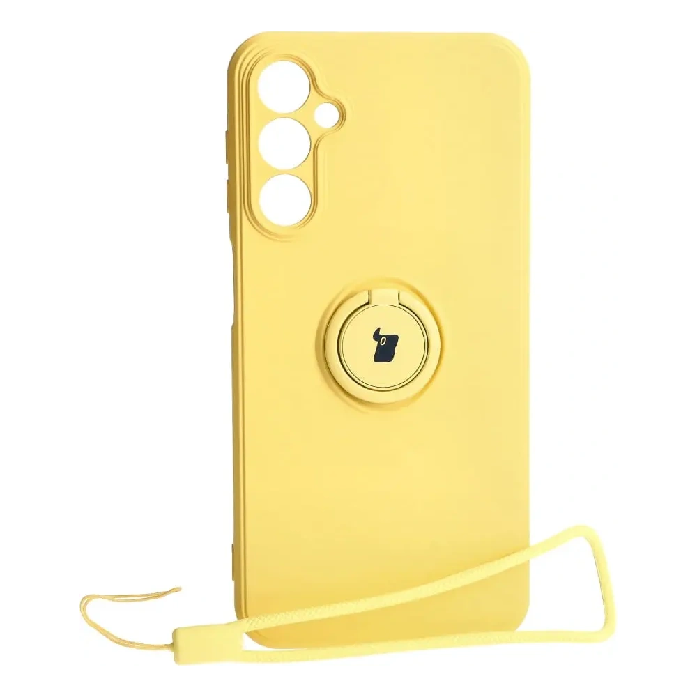 Etui Bizon Case Silicone Ring Sq do Samsung Galaxy A24 żółte