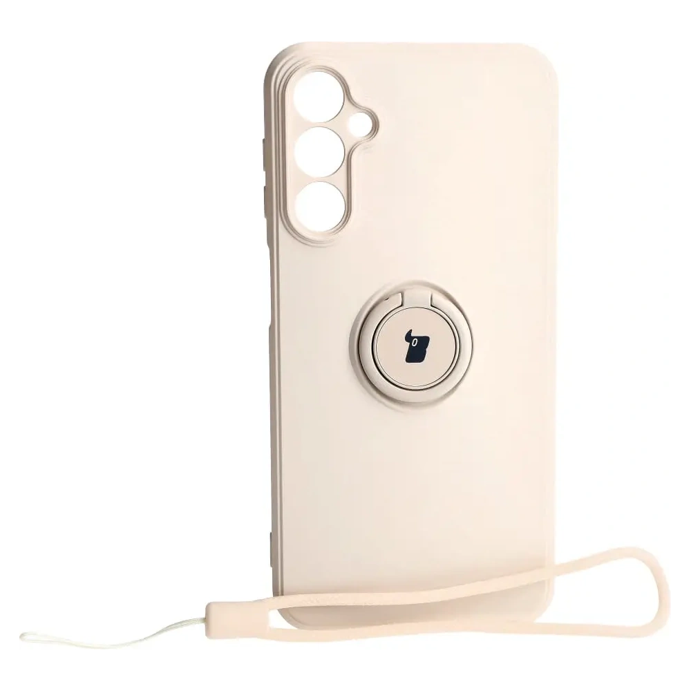 Etui Bizon Case Silicone Ring Sq do Samsung Galaxy A24 beżowe