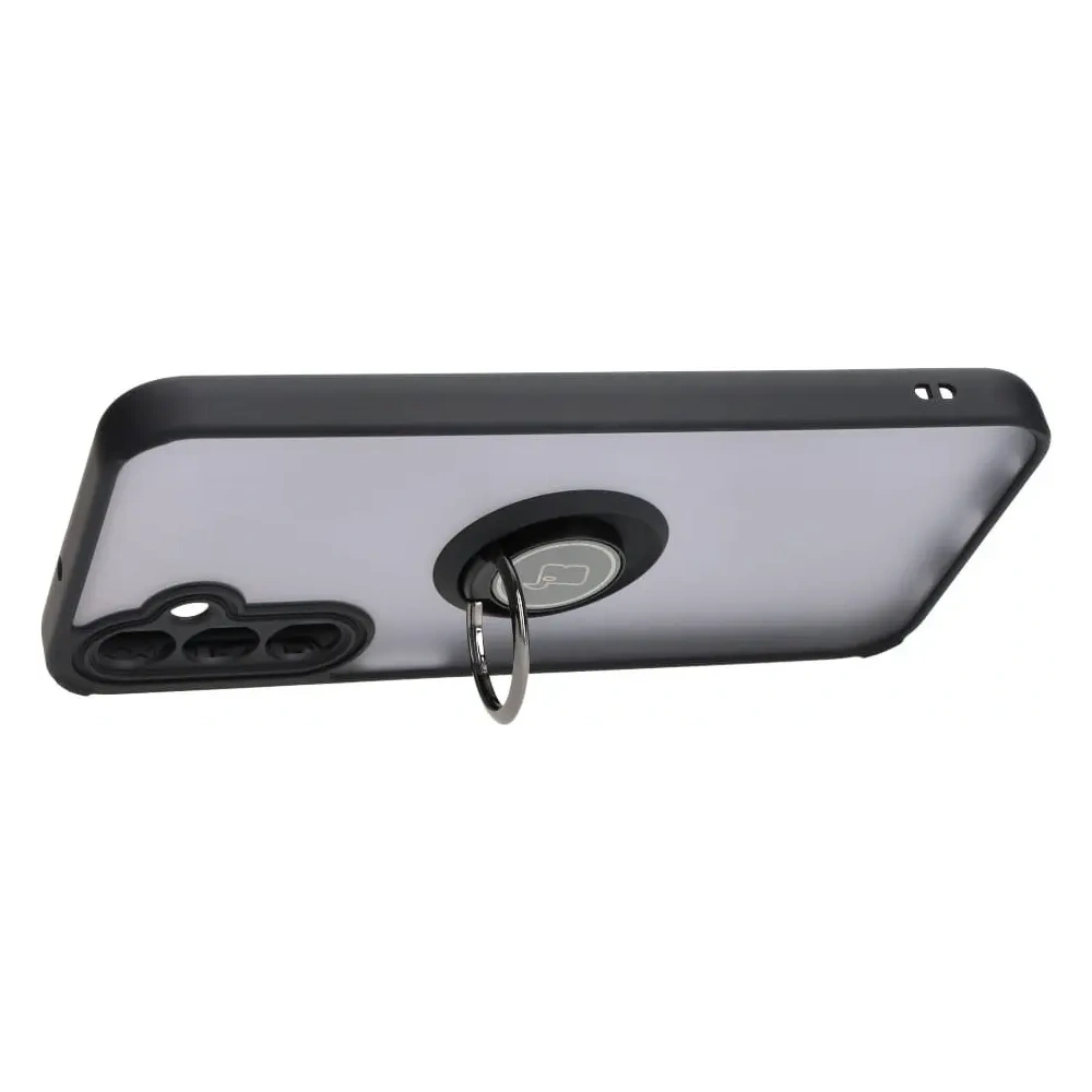 Etui z uchwytem na palec Bizon Case Hybrid Ring do Samsung Galaxy A24 4G przydymione z czarną ramką