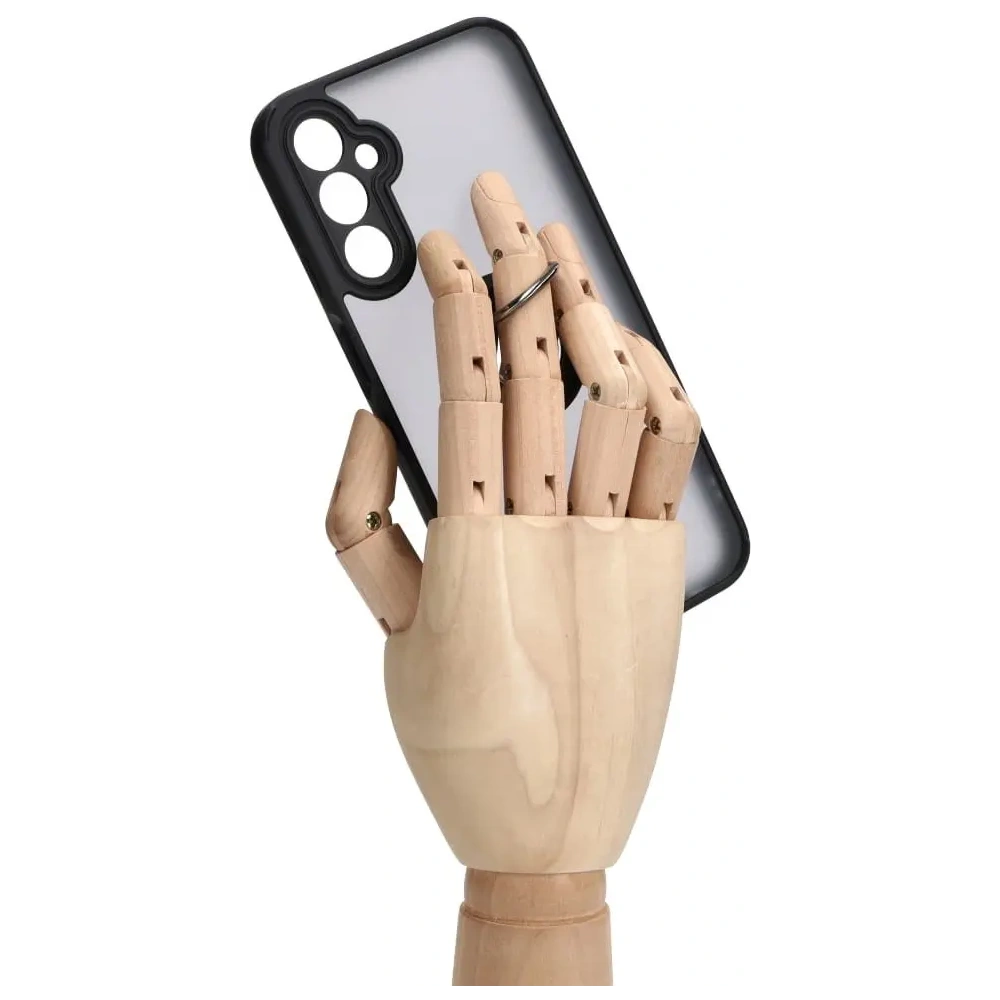 Etui z uchwytem na palec Bizon Case Hybrid Ring do Samsung Galaxy A24 4G przydymione z czarną ramką
