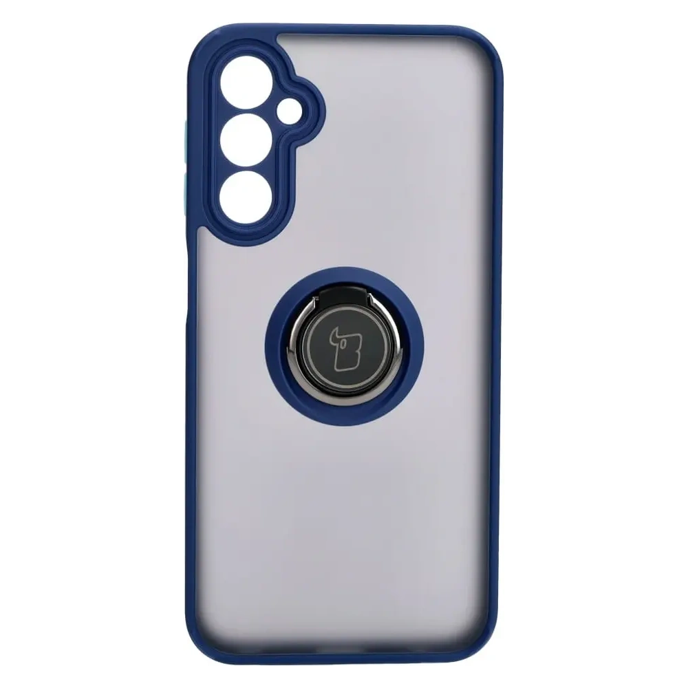 Etui z uchwytem na palec Bizon Case Hybrid Ring do Samsung Galaxy A24 4G przydymione z granatową ramką