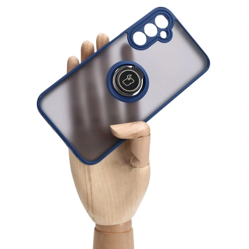 Kup Etui s úchopem na prst Bizon Case Hybrid Ring pro Samsung Galaxy A24 4G kouřové s modrým rámem - BIZ974 - {ean13} - Sklep Home Screen