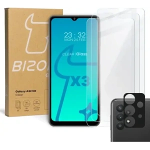 Kup BIZON Clear 2 csomag 3x képernyő üveg + kamera üveg Samsung Galaxy A32 5G - BIZ7385 - {ean13} - Sklep Home Screen