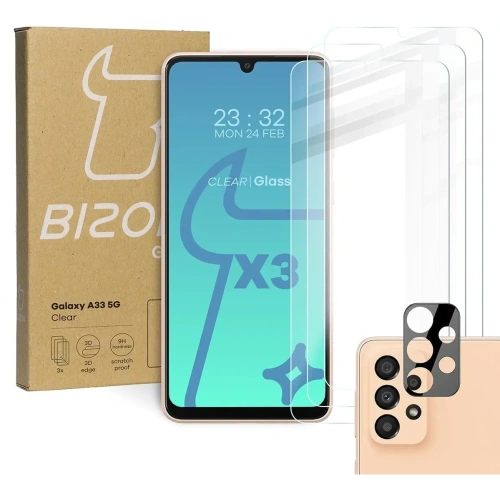 Kup Bizon üveg Átlátszó edzett üveg - 3 db. + lencse üveg Samsung Galaxy A33 - BIZ1000 - {ean13} - Sklep Home Screen