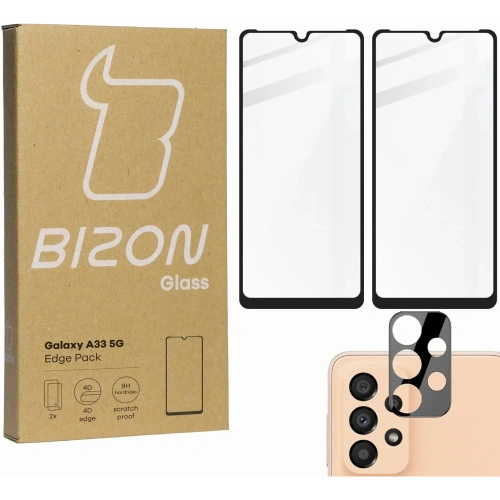 Bizon Glass Edge 2x edzett üveg + lencse védelem Samsung Galaxy A33 fekete