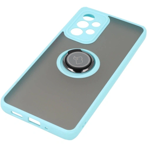 Bizon Case Hybrid Ring Samsung Galaxy A33 5G fumuriu cu un cadru de culoare albastru deschis