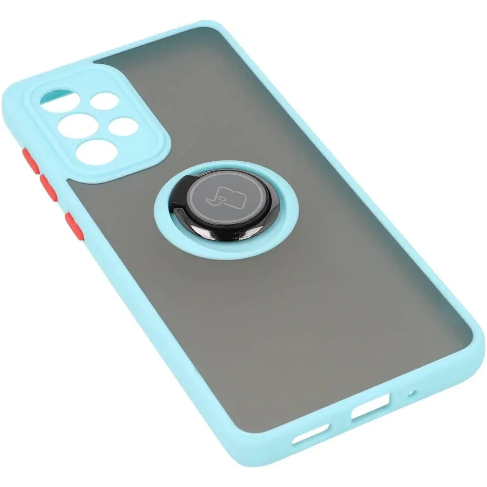 Etui z uchwytem na palec Bizon Case Hybrid Ring do Samsung Galaxy A33 5G przydymione z jasnoniebieską ramką
