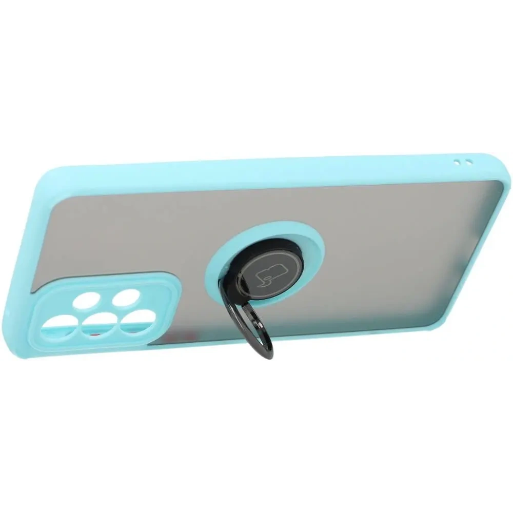 Etui z uchwytem na palec Bizon Case Hybrid Ring do Samsung Galaxy A33 5G przydymione z jasnoniebieską ramką
