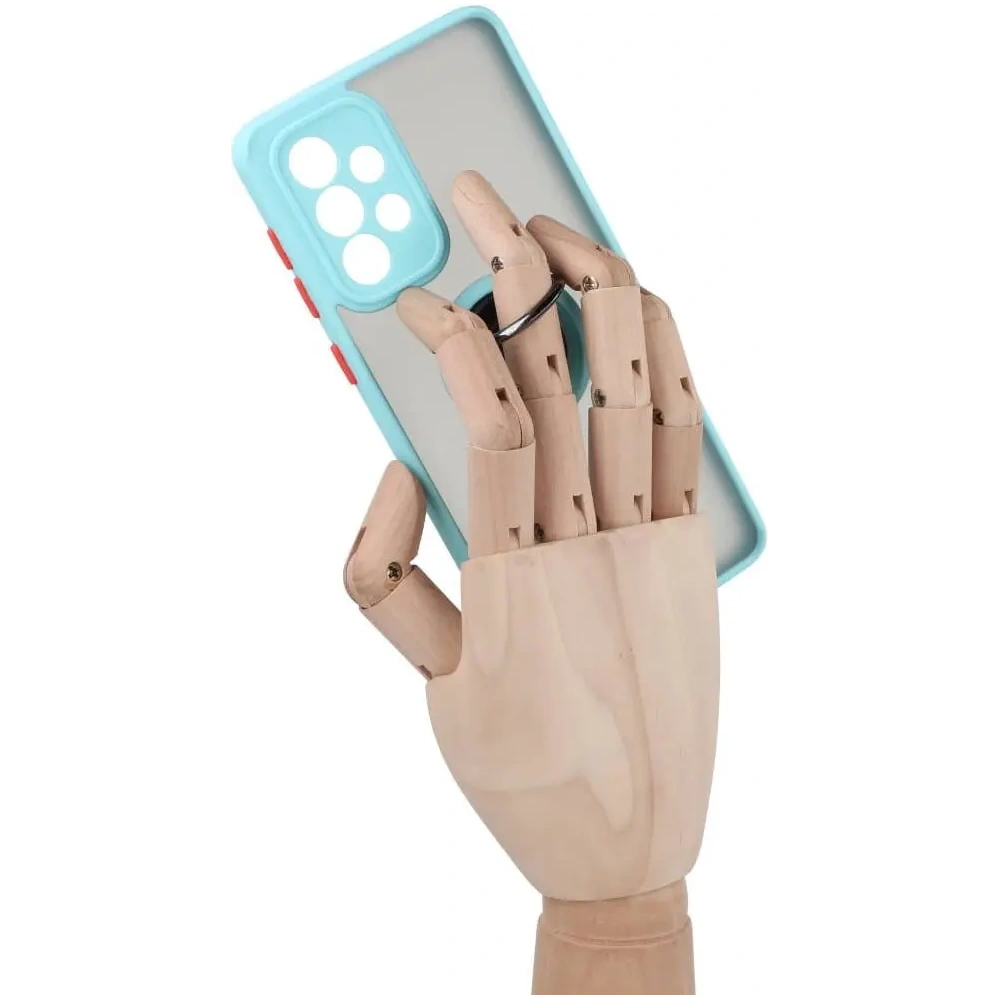 Etui z uchwytem na palec Bizon Case Hybrid Ring do Samsung Galaxy A33 5G przydymione z jasnoniebieską ramką