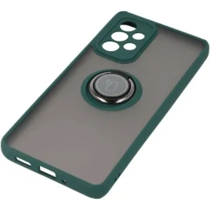 Etui z uchwytem na palec Bizon Case Hybrid Ring do Galaxy A33 5G, przydymione z ciemnozieloną ramką