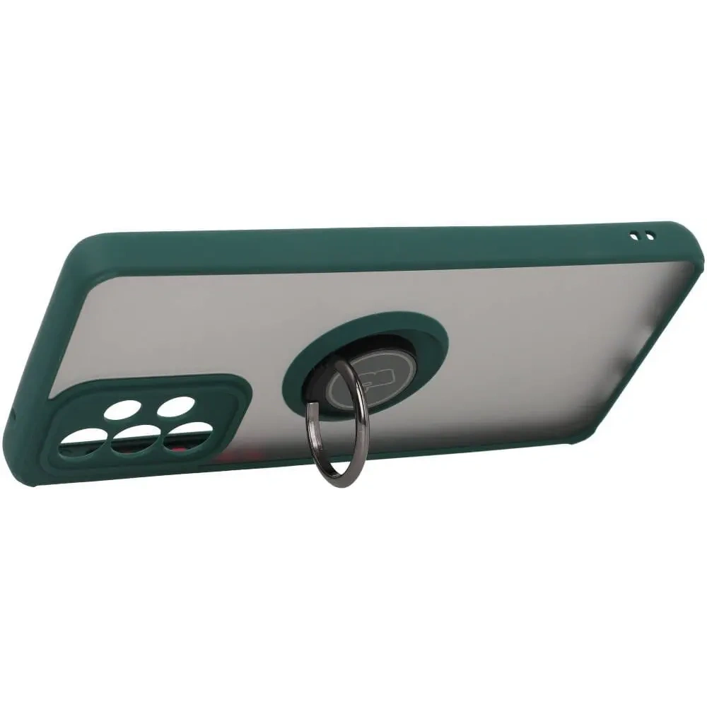 Etui z uchwytem na palec Bizon Case Hybrid Ring do Samsung Galaxy A33 5G przydymione z ciemnozieloną ramką