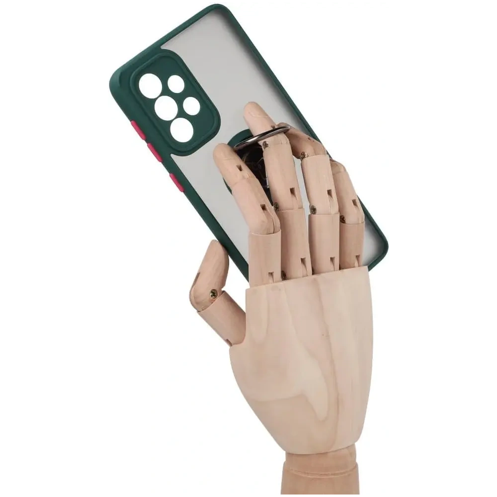 Etui z uchwytem na palec Bizon Case Hybrid Ring do Samsung Galaxy A33 5G przydymione z ciemnozieloną ramką