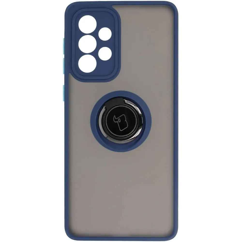 Etui z uchwytem na palec Bizon Case Hybrid Ring do Samsung Galaxy A33 5G przydymione z granatową ramką