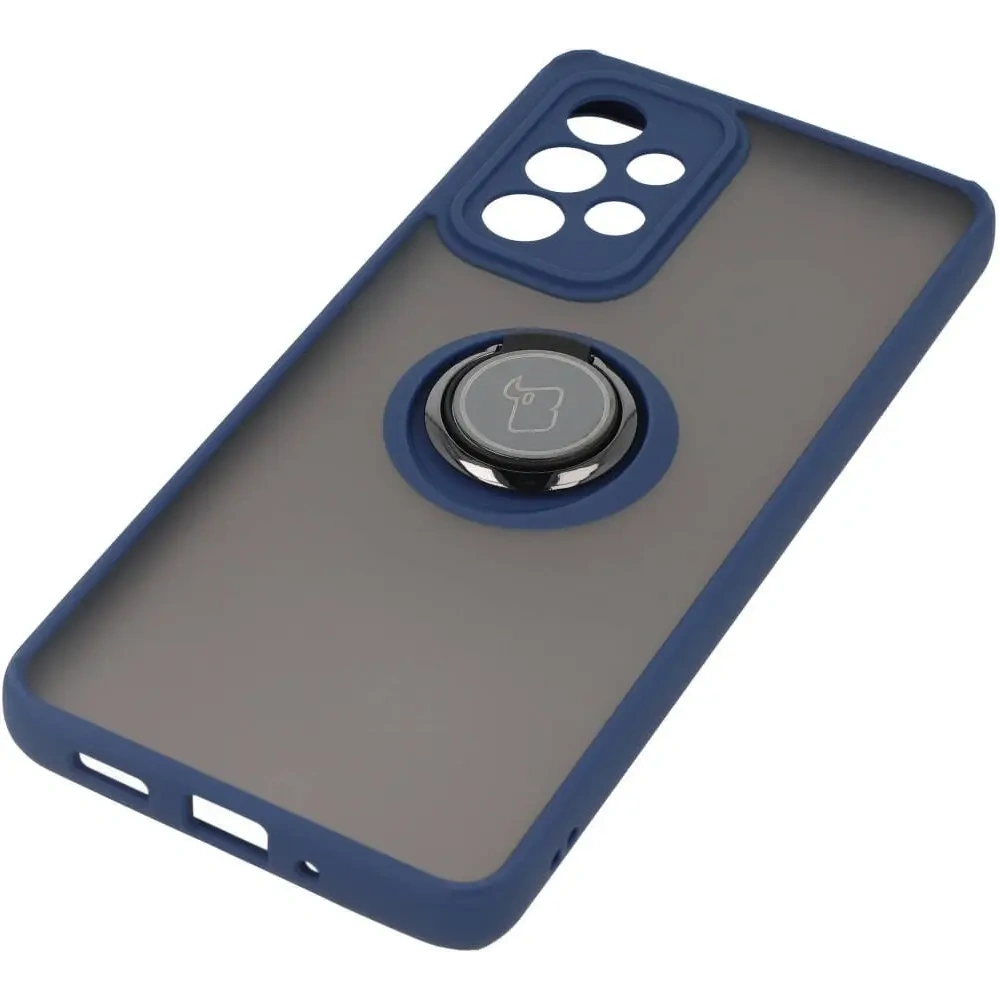 Etui z uchwytem na palec Bizon Case Hybrid Ring do Samsung Galaxy A33 5G przydymione z granatową ramką