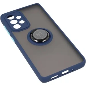 Etui z uchwytem na palec Bizon Case Hybrid Ring do Galaxy A33 5G, przydymione z granatową ramką
