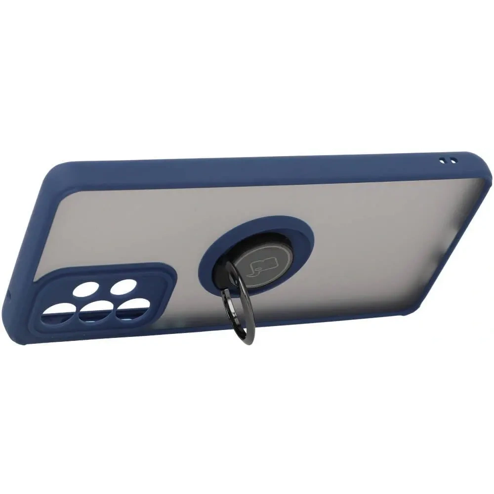 Etui z uchwytem na palec Bizon Case Hybrid Ring do Samsung Galaxy A33 5G przydymione z granatową ramką